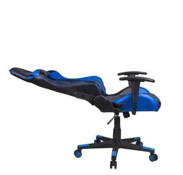 Cadeira Gamer Pelegrin em Couro Pu Reclinável Pel-3012 Preta e Azul - 5