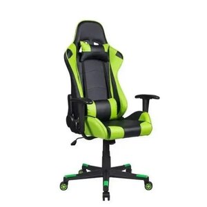 Cadeira Gamer Pelegrin em Couro Pu Reclinável Pel-3012 Preta e Verde