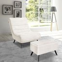 Ver imagem 1 de Poltrona Nathy Confortável com Puff para Sala ou Quarto Boucle Bege Claro Bz Home Decor