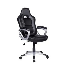 Cadeira Gamer em Couro PU Pelegrin PEL-3007 Preta e Cinza - 1
