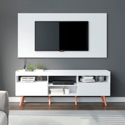 Rack com Painel Suspenso 180 Cm Pés Palito MDP Branco 0658 - MENU - 1