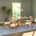 Ver imagem 1 de Conjunto Mesa Jantar 6 Lugares MDF Off White com Freijó 180cm Dalla Costa Móveis