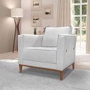 Ver imagem 3 de Kit 2 Poltronas e Sofá Living 2 Lugares 1,70m Vega Linho Pés Castanho - Pallazio Cor:Cinza