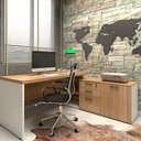 Ver imagem 1 de Mesa de Escritório em L 170cm com Balcão e 3 Gavetas