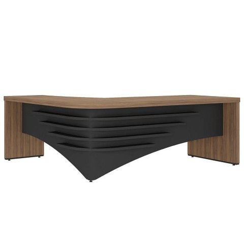 Mesa para Escritório em L Diretor Lado Direito Nogal/preto