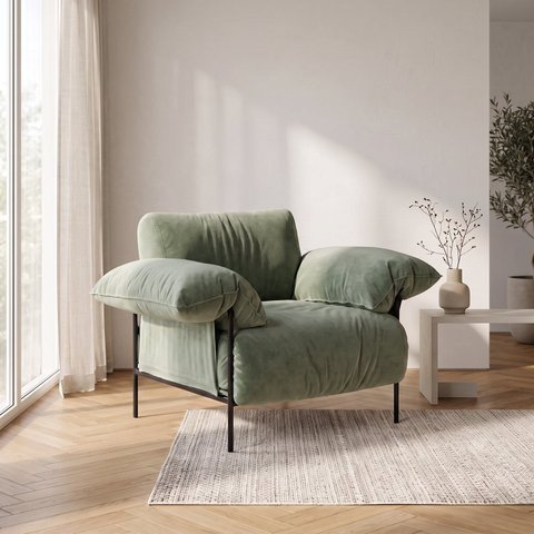 Poltrona Industrial Basileia 105cm Yescasa Veludo Tx Verde Pistache