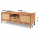 Ver imagem 3 de Rack Inari para TV 65 Polegadas 100% Madeira Maciça 160cm com Palhinha 2 Portas 1 Gaveta
