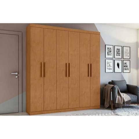 Guarda Roupa 6 Portas 3 Gavs Jazz Lopas Amêndoa