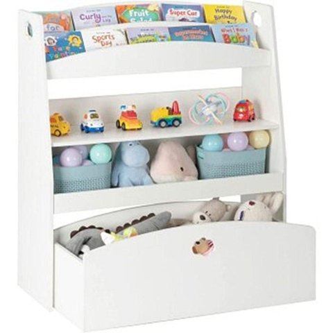 Organizador Infantil Liz Baú Livreiro 2 Prateleiras MDF 73cm Branco Woodcore