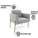 Ver imagem 4 de Poltrona Pé de Ferro Dourado Decorativa Kit 2 Marisa Suede D03 - D’Rossi