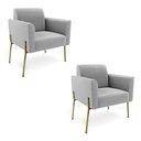 Ver imagem 1 de Poltrona Pé de Ferro Dourado Decorativa Kit 2 Marisa Suede D03 - D’Rossi