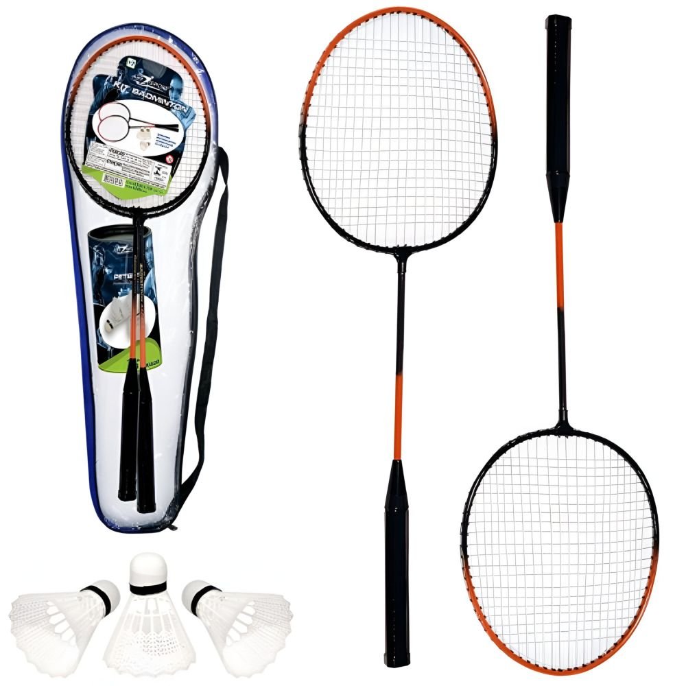 Kit Raquete de Badminton C/ 3 Petecas Laranja - Art Sport - 3