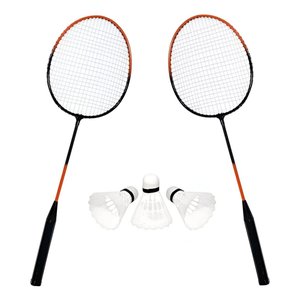 Kit Raquete de Badminton C/ 3 Petecas Laranja - Art Sport
