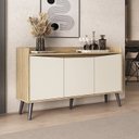 Ver imagem 1 de Buffet Aparador 3 Portas Retrô 130cm Marrom/Amendoa/Off White