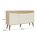 Ver imagem 4 de Buffet Aparador 3 Portas Retrô 130cm Marrom/Amendoa/Off White