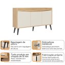 Ver imagem 6 de Buffet Aparador 3 Portas Retrô 130cm Marrom/Amendoa/Off White