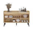 Ver imagem 5 de Buffet Aparador 3 Portas Retrô 130cm Marrom/Amendoa/Off White