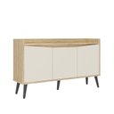 Ver imagem 3 de Buffet Aparador 3 Portas Retrô 130cm Marrom/Amendoa/Off White