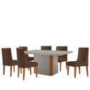 Ver imagem 2 de Mesa de Jantar Isadora 180cm Tampo MDF Vidro com 6 Cadeiras Veludo Marrom Naturale Serigrafia Off