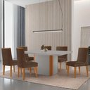 Ver imagem 1 de Mesa de Jantar Isadora 180cm Tampo MDF Vidro com 6 Cadeiras Veludo Marrom Naturale Serigrafia Off