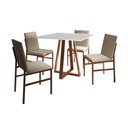 Ver imagem 2 de Conjunto de Jantar Mesa Mônaco 90cm Tampo Branco com 4 Cadeiras Bege Base Cobre