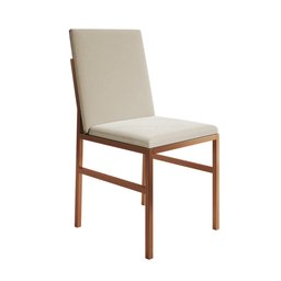 Conjunto de Jantar Mesa Mônaco 90cm Tampo Branco com 4 Cadeiras Bege Base Cobre - 4