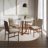 Conjunto de Jantar Mesa Mônaco 90cm Tampo Branco com 4 Cadeiras Bege Base Cobre - 1