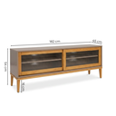 Ver imagem 3 de Rack para TV 65 Polegadas 182cm em Madeira Maciça/MDF e Vidro Canelado Mel/Fendi
