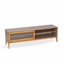 Ver imagem 4 de Rack para TV 65 Polegadas 182cm em Madeira Maciça/MDF e Vidro Canelado Mel/Fendi