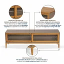 Ver imagem 5 de Rack para TV 65 Polegadas 182cm em Madeira Maciça/MDF e Vidro Canelado Mel/Fendi