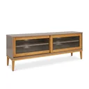 Ver imagem 2 de Rack para TV 65 Polegadas 182cm em Madeira Maciça/MDF e Vidro Canelado Mel/Fendi