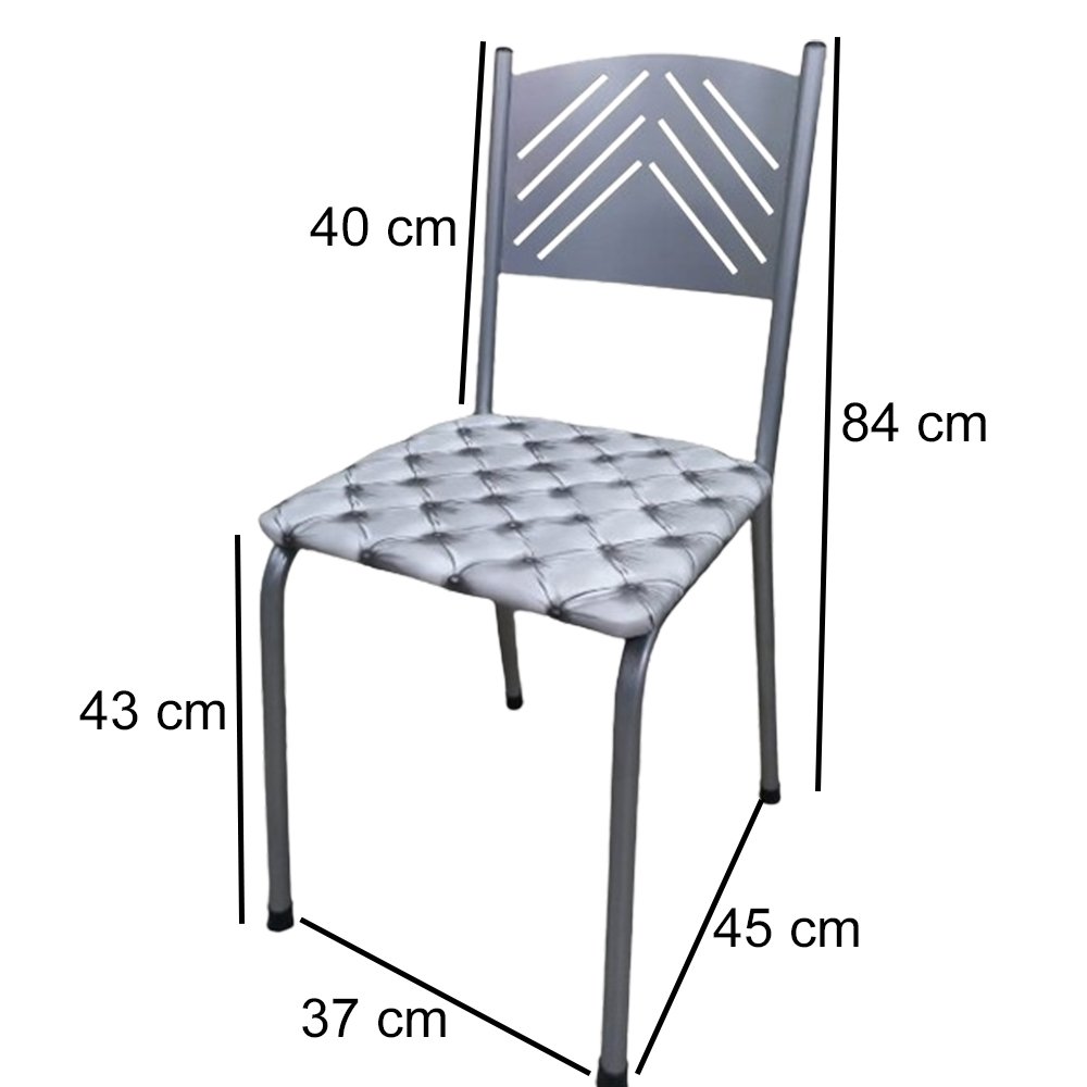 Cadeira para Cozinha Jantar Tubular Almofadada Medcombo Cinza Claro Estrutura Prata com Assento Capt - 2