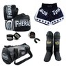 Kit Boxe- Luva Bandagem Bucal Caneleira Bolsa Shorts-10 oz PT/BC - 1