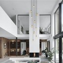 Ver imagem 4 de Lustre para Sala Pratic 10 Lâmpadas Dourado Pé Direito Alto