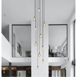 Lustre para Sala Pratic 10 Lâmpadas Dourado Pé Direito Alto - 1
