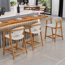 Ver imagem 6 de Kit 06 Banquetas Baixa Cozinha Sala de Jantar Bancada Cecília L02 Bouclê Cru - Lyam Decor