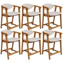 Ver imagem 1 de Kit 06 Banquetas Baixa Cozinha Sala de Jantar Bancada Cecília L02 Bouclê Cru - Lyam Decor