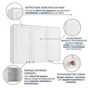 Ver imagem 5 de Armário Aéreo para Cozinha 3 Portas 120cm Americana Branco
