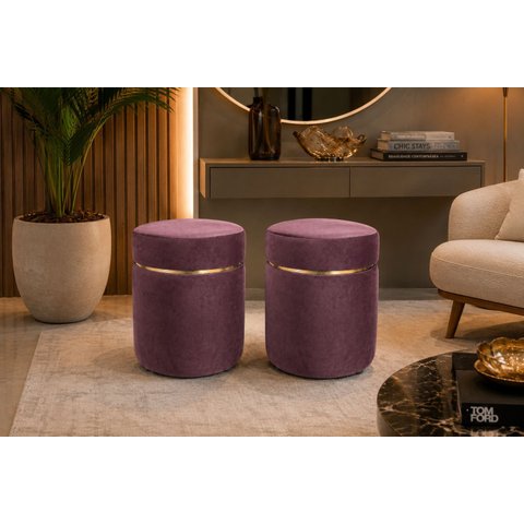 Kit Puff Cinta Superior Cinta Dourada Marsala Rosé / Veludo