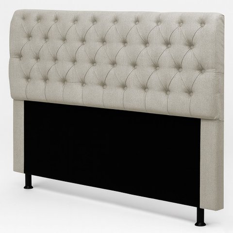 Cabeceira Cama Box Casal Padrão Sarah 140cm com Frame Linho Bege Cru - Desk Design