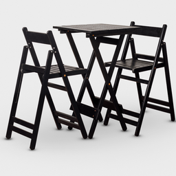 Conjunto Dobrável de Mesa Bistrô e 02 Cadeiras Cor Preta - 1