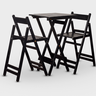 Conjunto Dobrável de Mesa Bistrô e 02 Cadeiras Cor Preta - 1