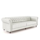 Ver imagem 2 de Sofá Living Sala de Estar Stanford Chesterfield 3 Lugares 260cm Pés de Madeira Couro Branco Manchado