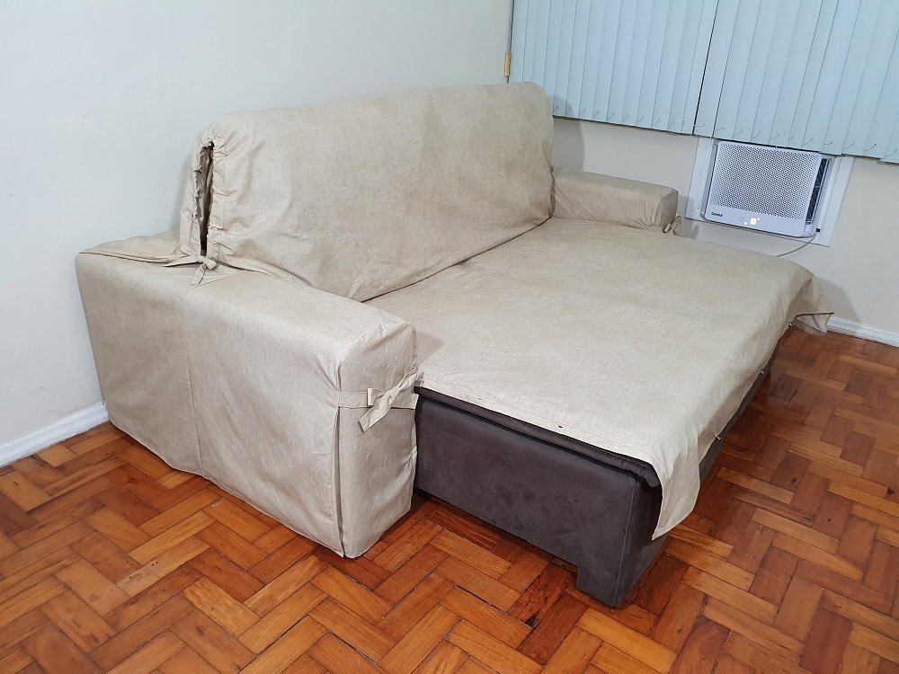 Capa de sofá Retrátil 4 lugares Impermeável até 3,25m:Bege - 5