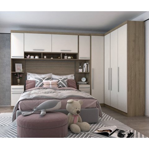 Guarda Roupa Dormitório Modulado Master Casal Queen 1,58 m Canto - Avelã Rústico e Areia - Luciane M