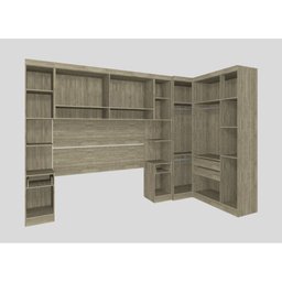 Guarda Roupa Dormitório Modulado Master Casal Queen 1,58 m Canto - Avelã Rústico e Areia - Luciane M - 2