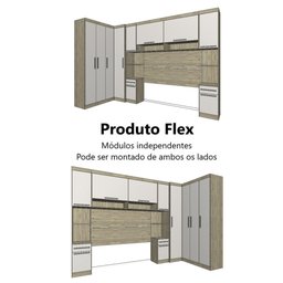 Guarda Roupa Dormitório Modulado Master Casal Queen 1,58 m Canto - Avelã Rústico e Areia - Luciane M - 6
