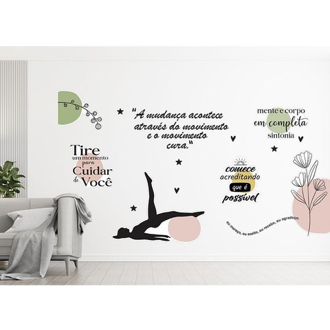 Adesivo Decorativo Parede Frases Yoga Fundo Branco