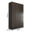 Ver imagem 5 de Guarda-roupa Solteiro Paraná 4 Portas 2 Gavetas Preto - Panorama Móveis
