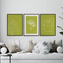 Ver imagem 2 de Kit 3 Quadros Minimalistas Verde 33x24cm:Madeira preta